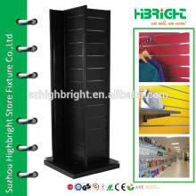 shop decoration display store fixtures MDF slatted rotating stand